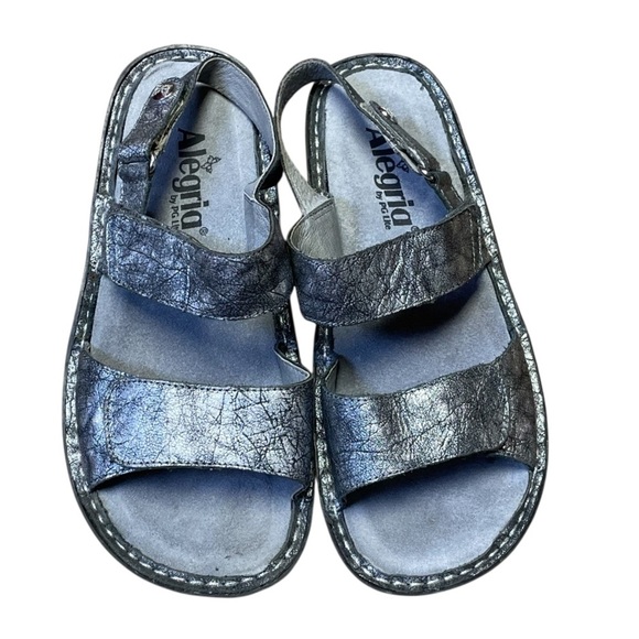 Alegria VER-565 Verona Sandals Women 36 6-6.5 Metallic Silver Disco Desert - Picture 2 of 12